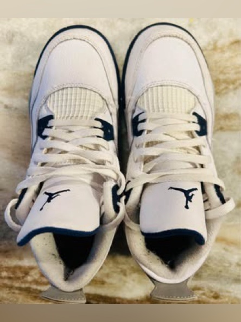 Jordan Kids White, Navy and Gray Athletic Sneakers - Picture 2 of 4